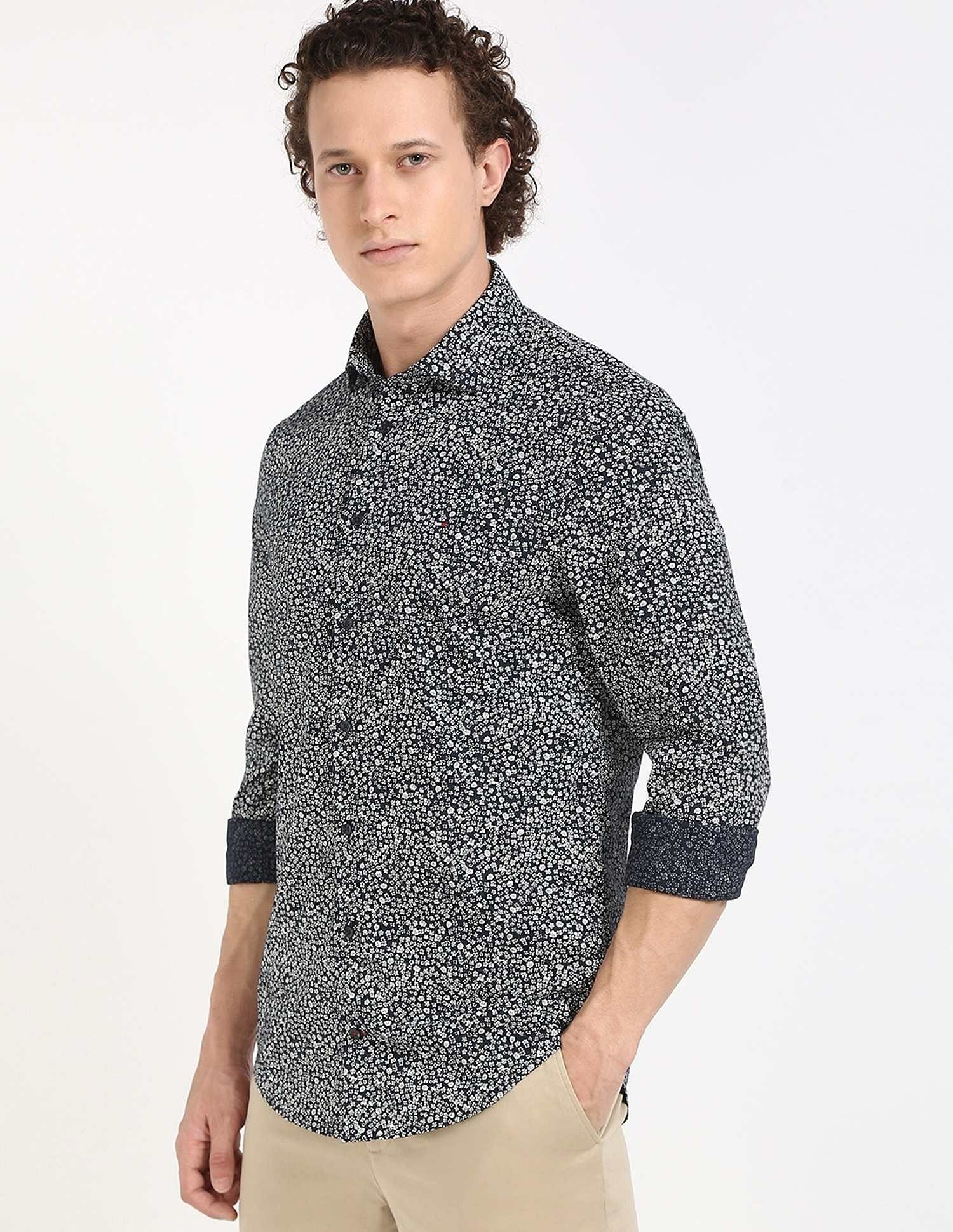 Tommy Hilfiger Mens Blue Floral Shirt