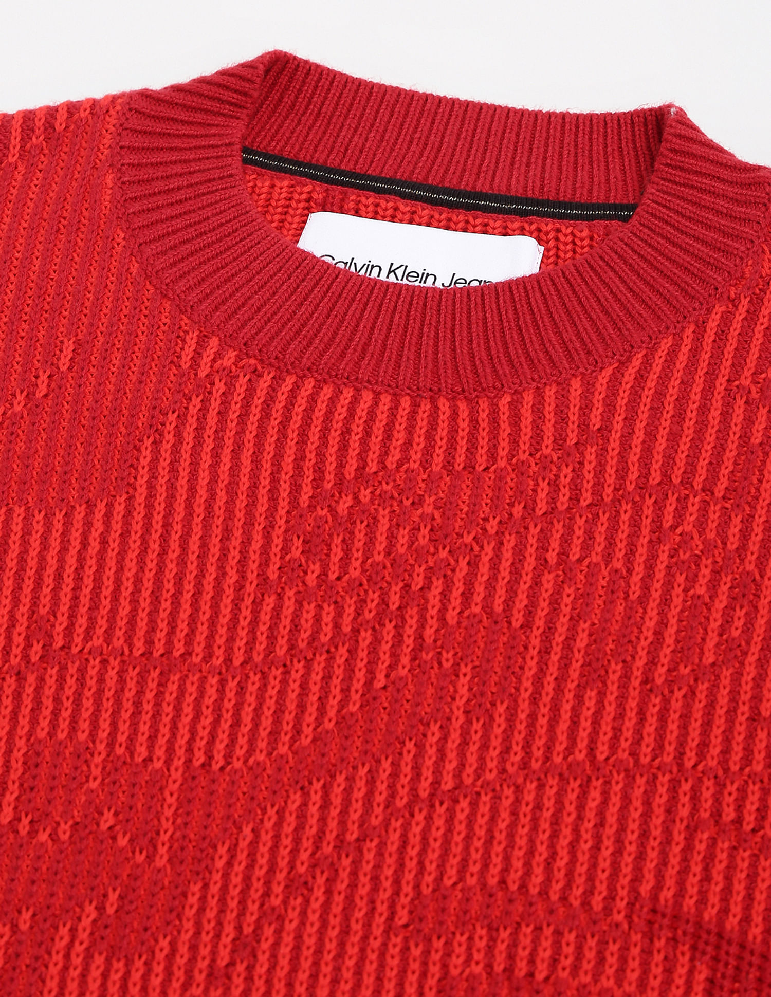Calvin Klein Crew Neck Patterned Knit Sweater