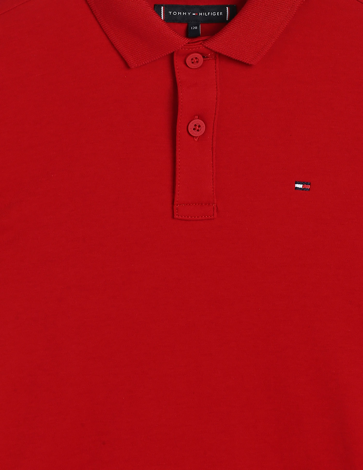 Tommy Hilfiger Boys Blue Solid Polo Shirt