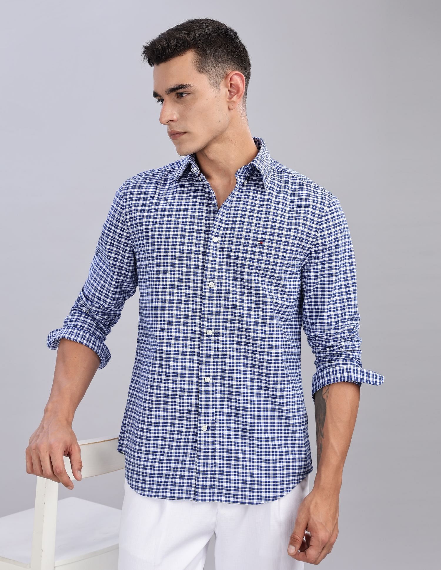 Tommy Hilfiger Madras Checks Regular-Fit Oxford Woven Shirt