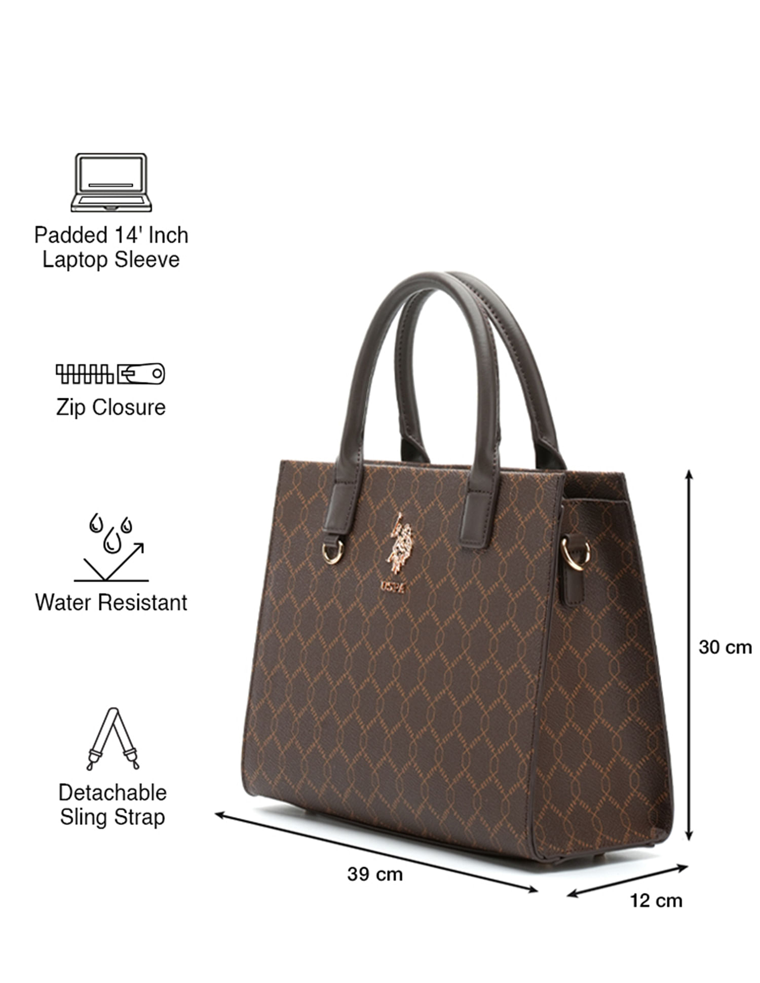 U.S. Polo Assn. Scarlet Monogram Tote Handbag