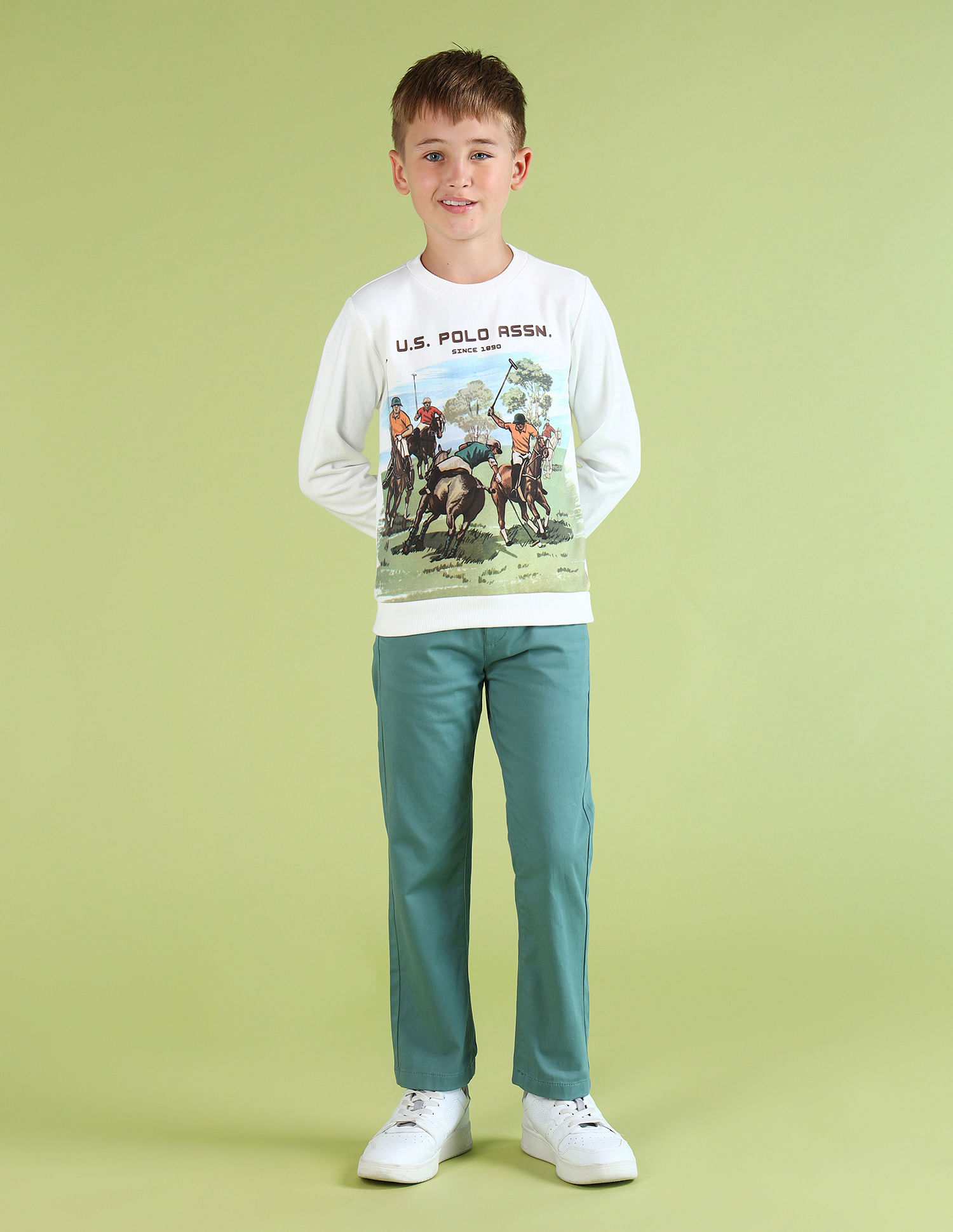 U.S. Polo Assn. Kids Boys Brand Printed Regular Fit Sweatshirt