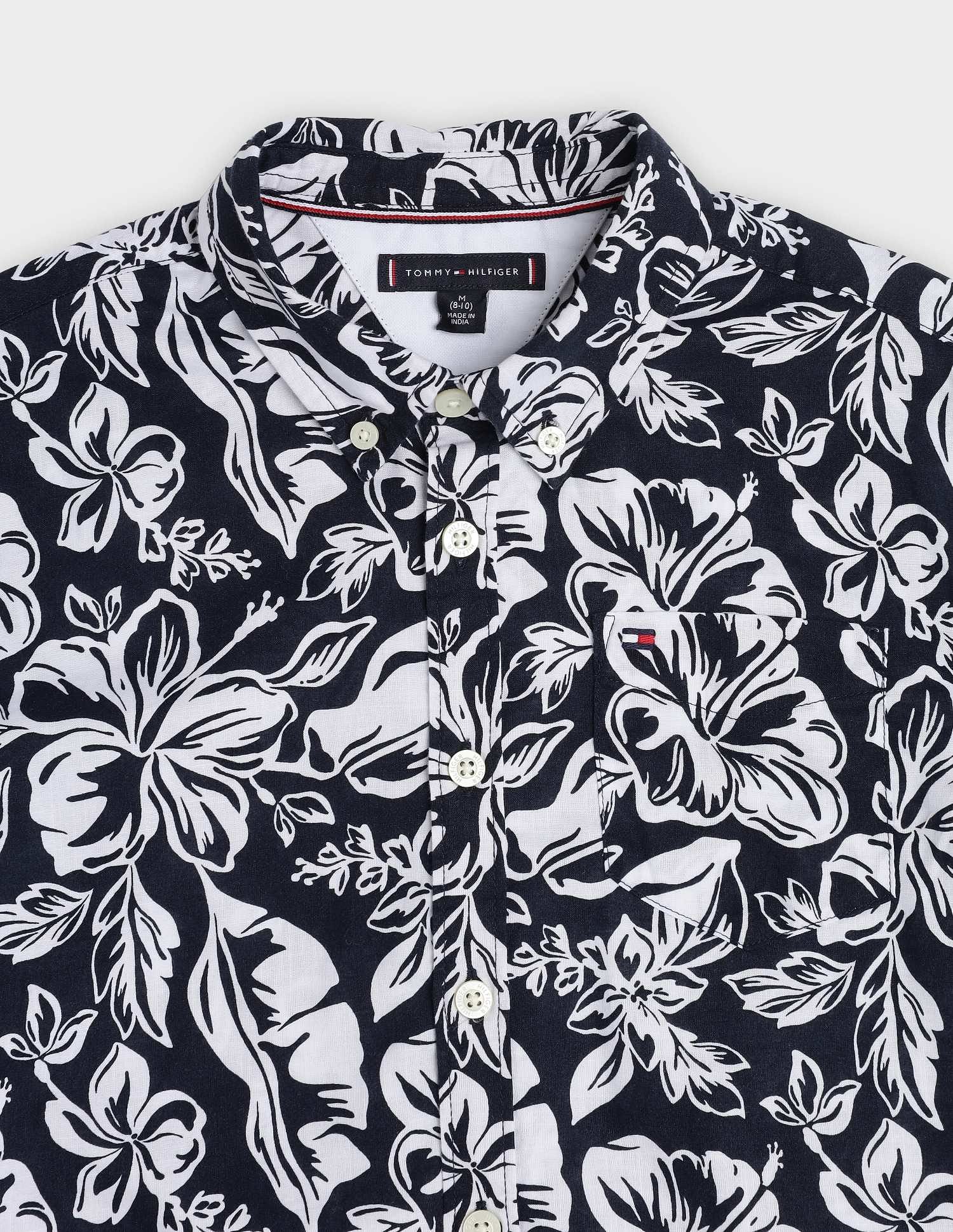 Tommy Hilfiger Kids Boys Printed Regular Fit Cotton Shirt