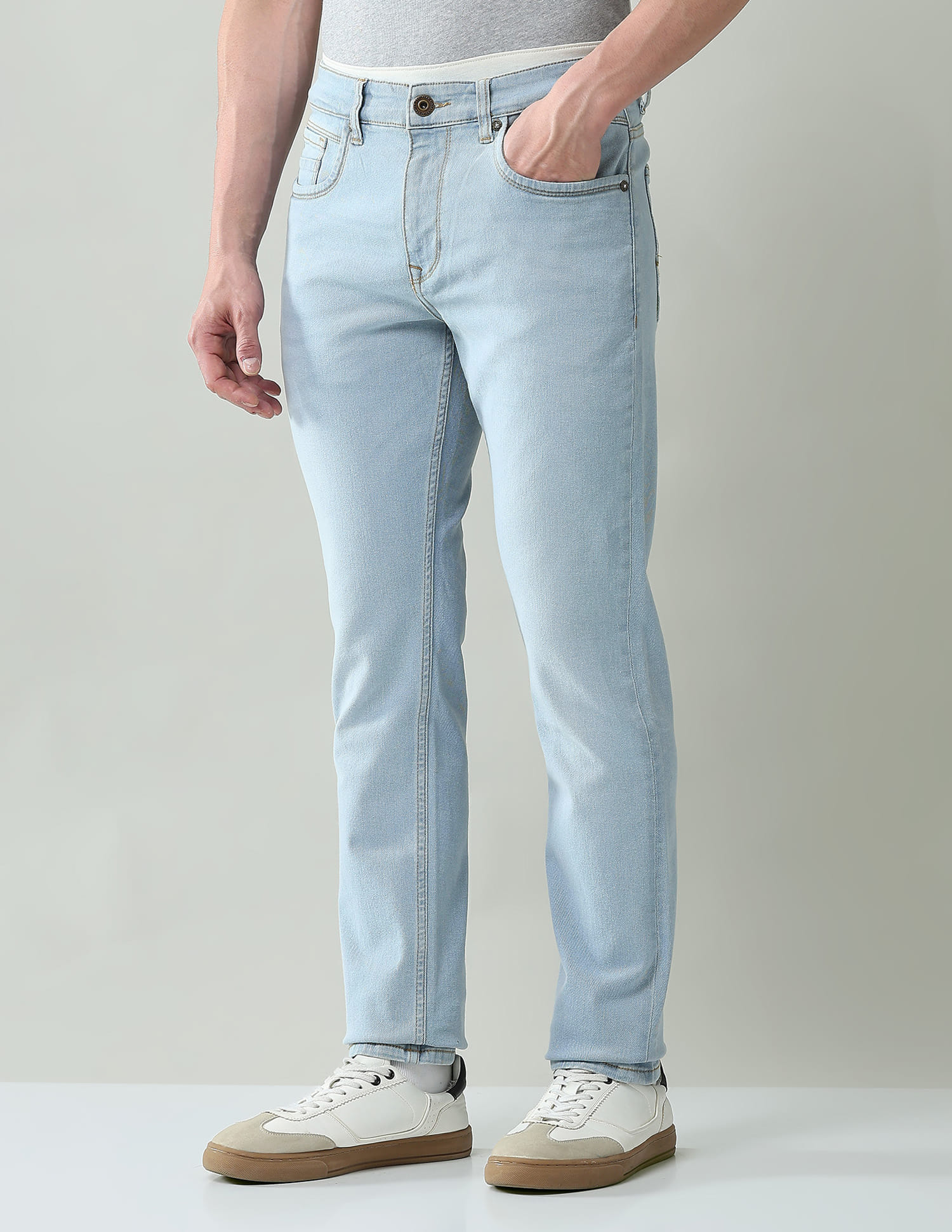 Buy AD by Arvind Slim Fit Stone Wash All Day Jeans - NNNOW.com