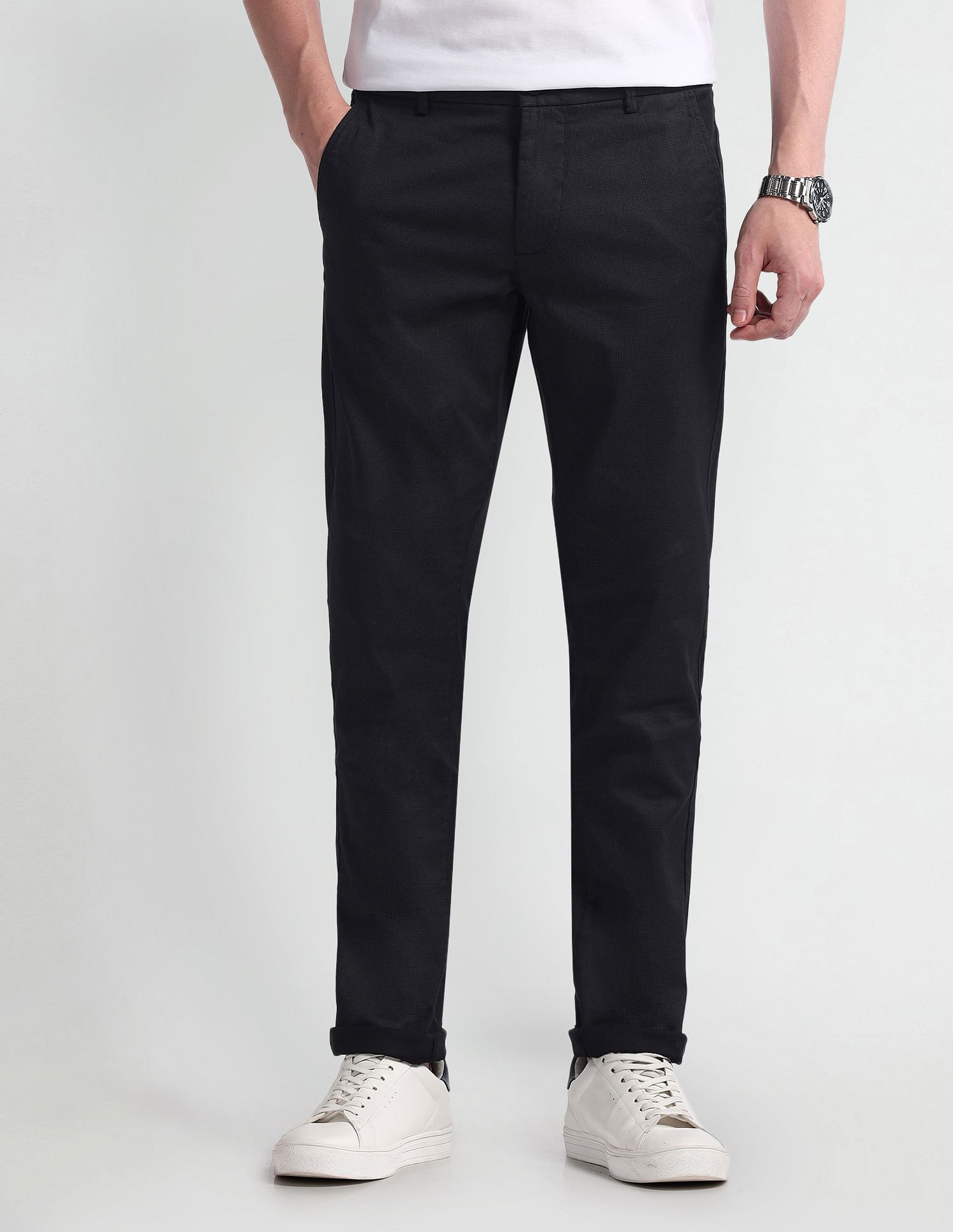 Arrow Sport Printed Flat Front Trousers