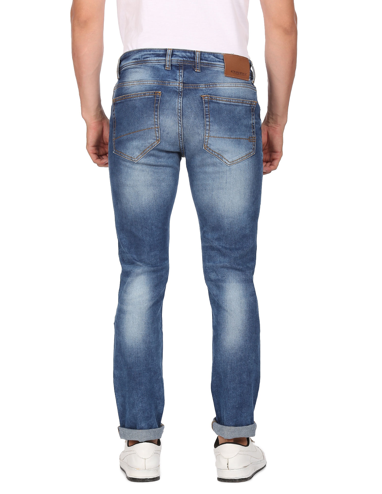 Aeropostale Men Blue Mid Rise Tapered Fit Jeans