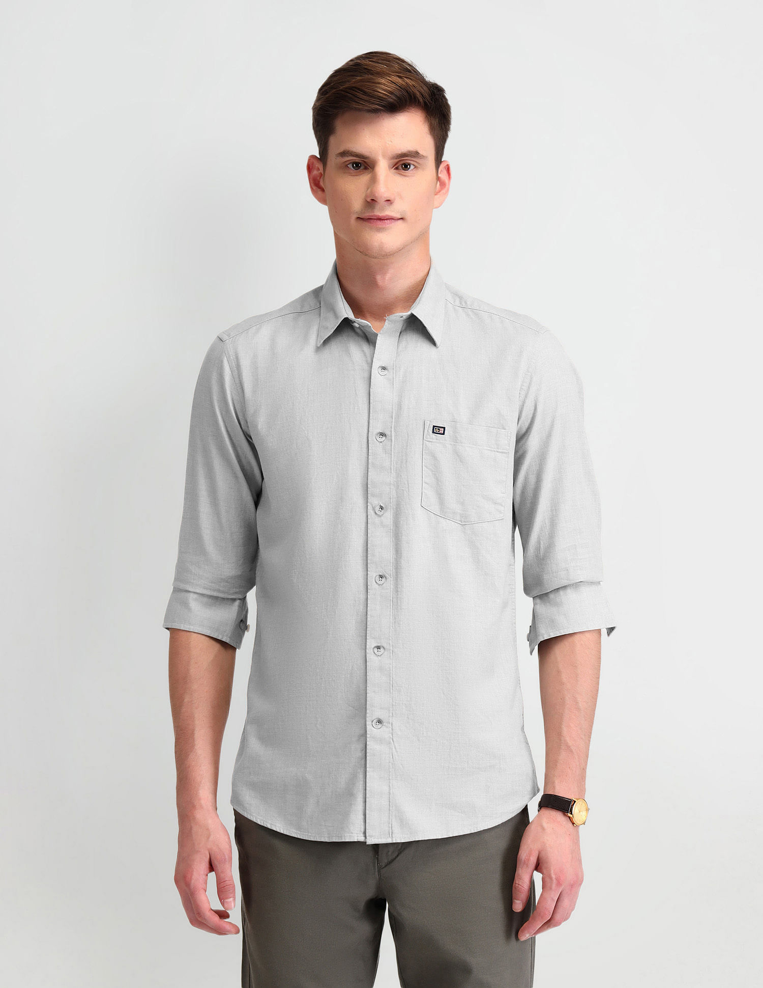 Arrow Sport Slim Fit Herringbone Shirt