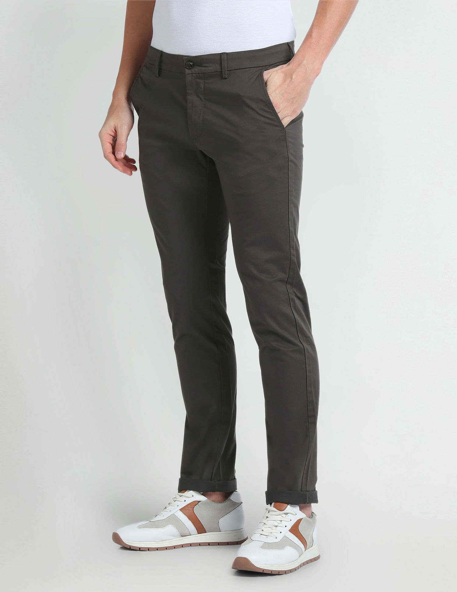 Arrow Sports Low Rise Slim Fit Trousers