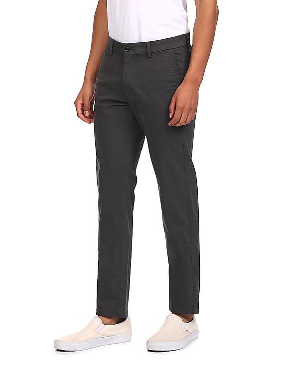 Buy Arrow Sports Mid Rise Solid Casual Trousers - NNNOW.com