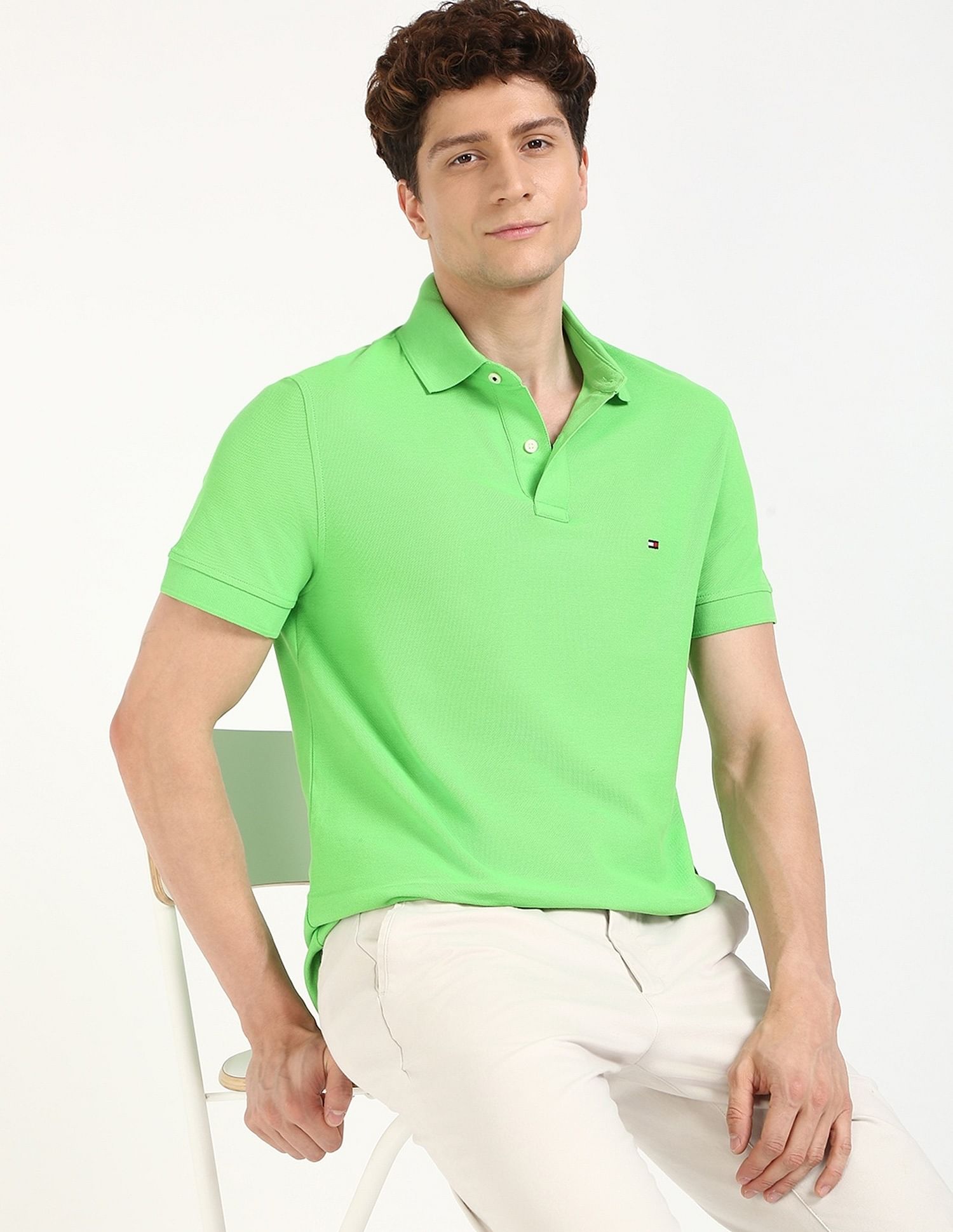 Tommy Hilfiger Solid Slim-Fit Cotton Polo Shirt