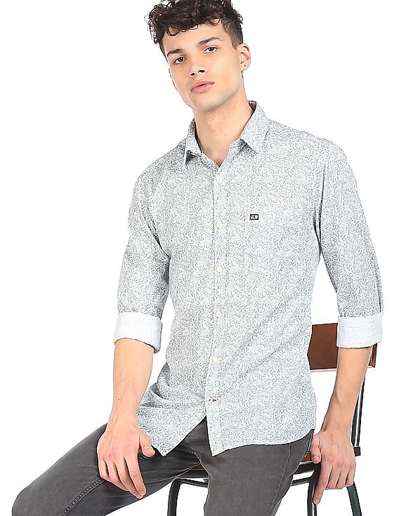 Buy Arrow Men White Spread Collar Printed Shirt - NNNOW.com
