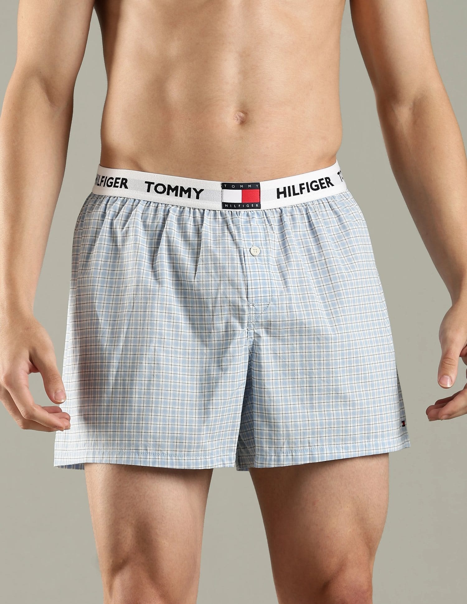 Buy Tommy Hilfiger Blue Checks Mid Rise Boxer - NNNOW.com