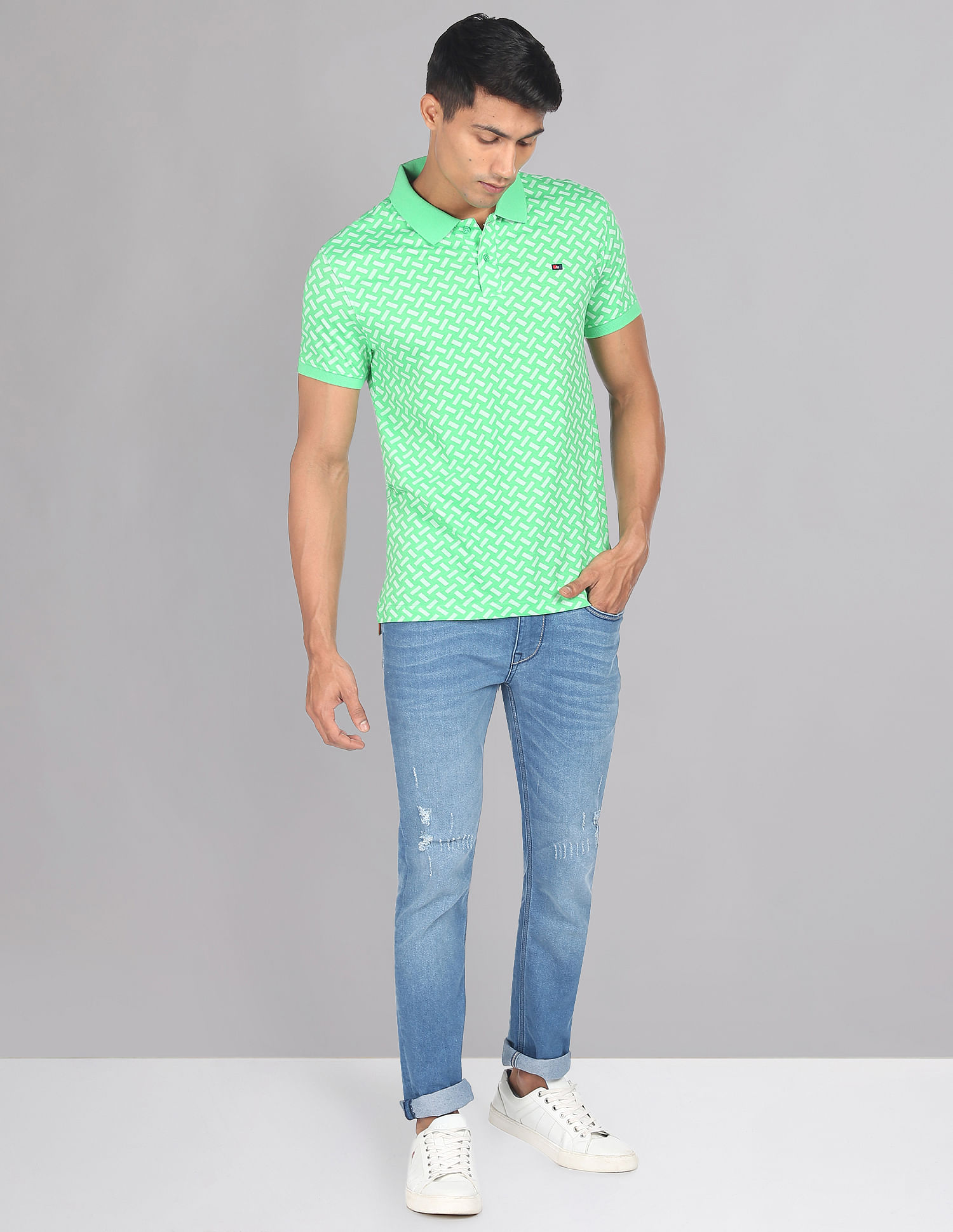 AD by Arvind Modern All Over Print Polo Shirt