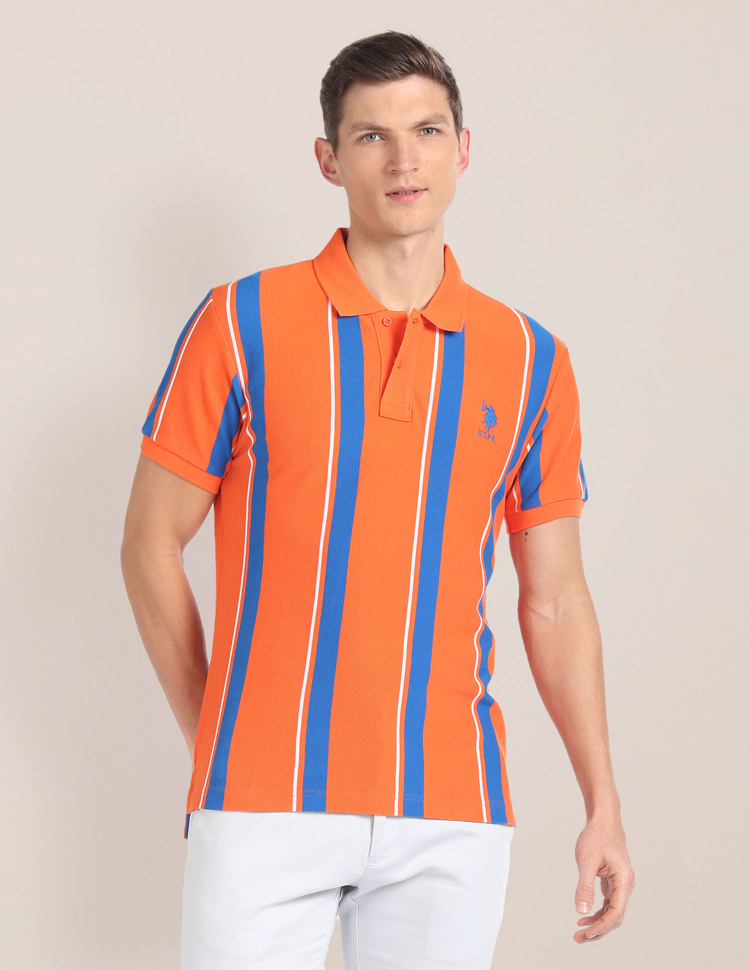 U.S. Polo Assn. Vertical Stripe Cotton Polo Shirt