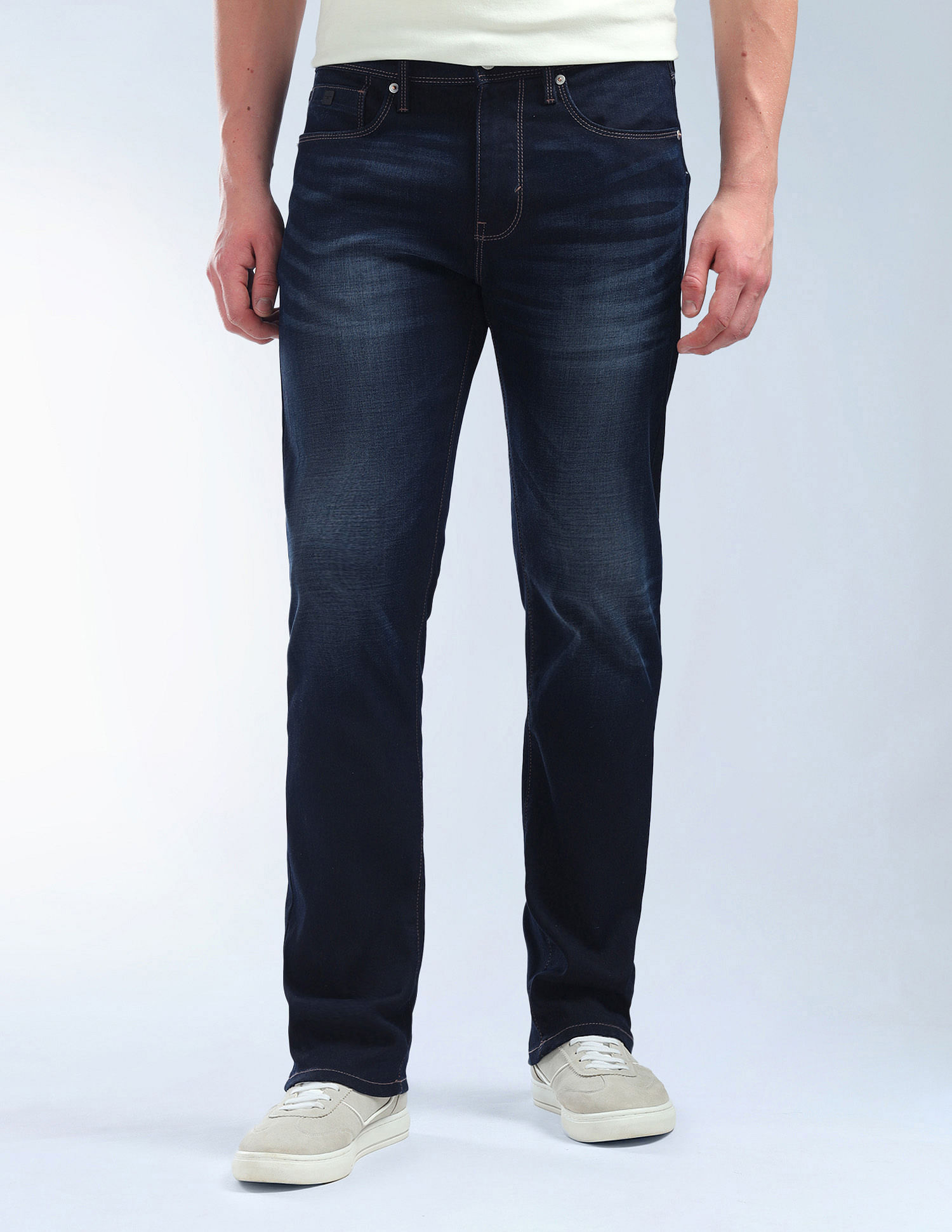 Flying Machine F-Jango Relaxed Straight Fit Whiskered Jeans