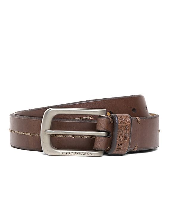 U.S. Polo Assn. Contrast Stitch Leather Belt
