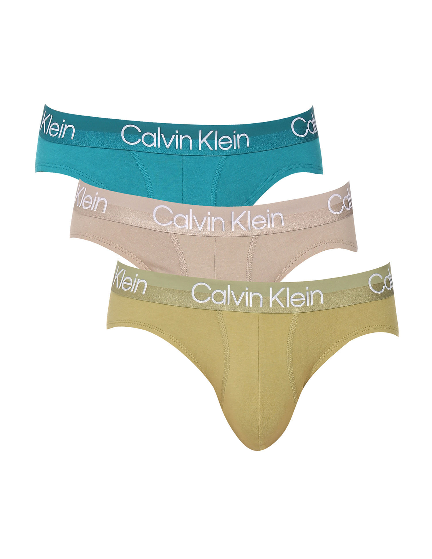 Buy Calvin Klein Underwear Men Assorted Mid Rise Contrast Waistband Hipster  Briefs - Pack of 3 