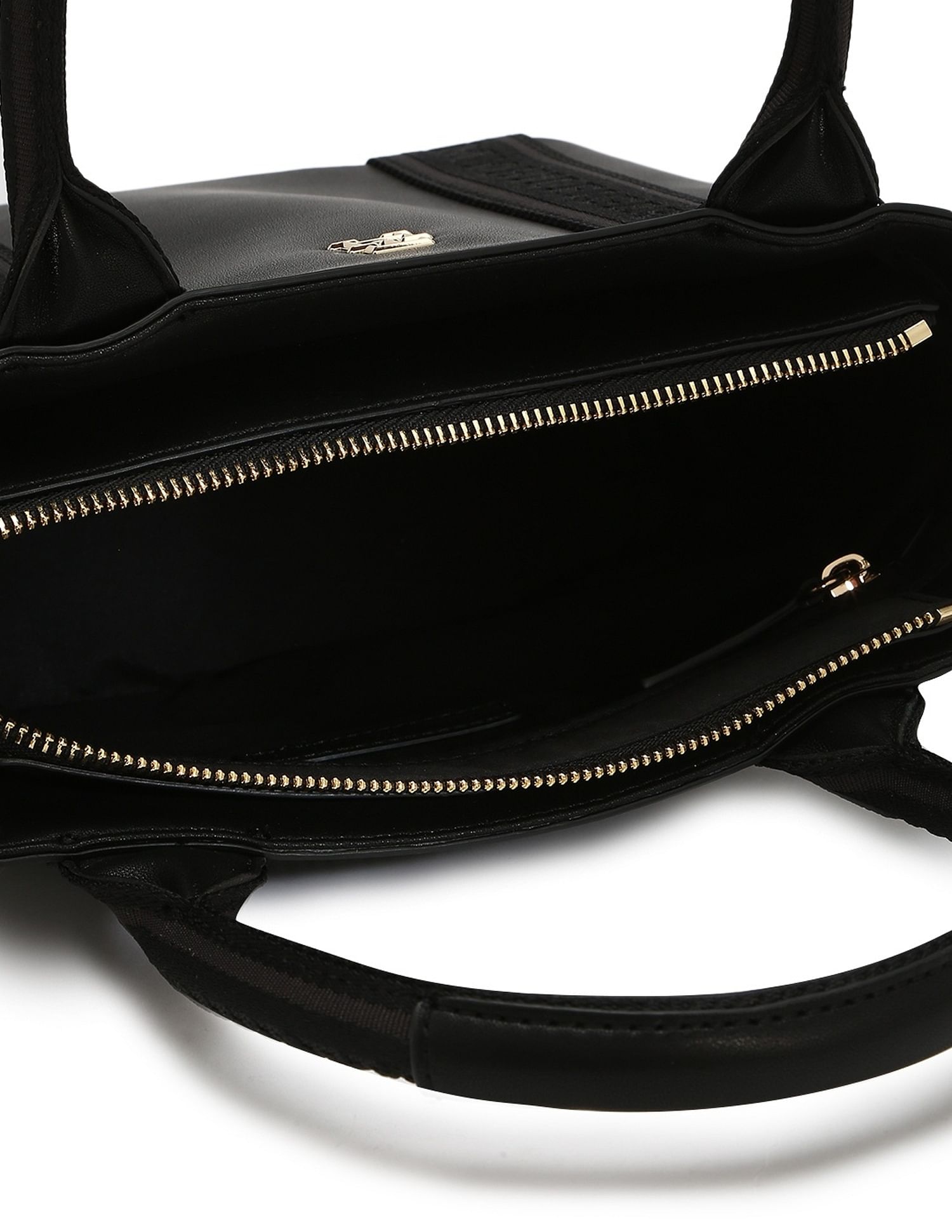 Tommy Hilfiger Solid Black Pu Handbags