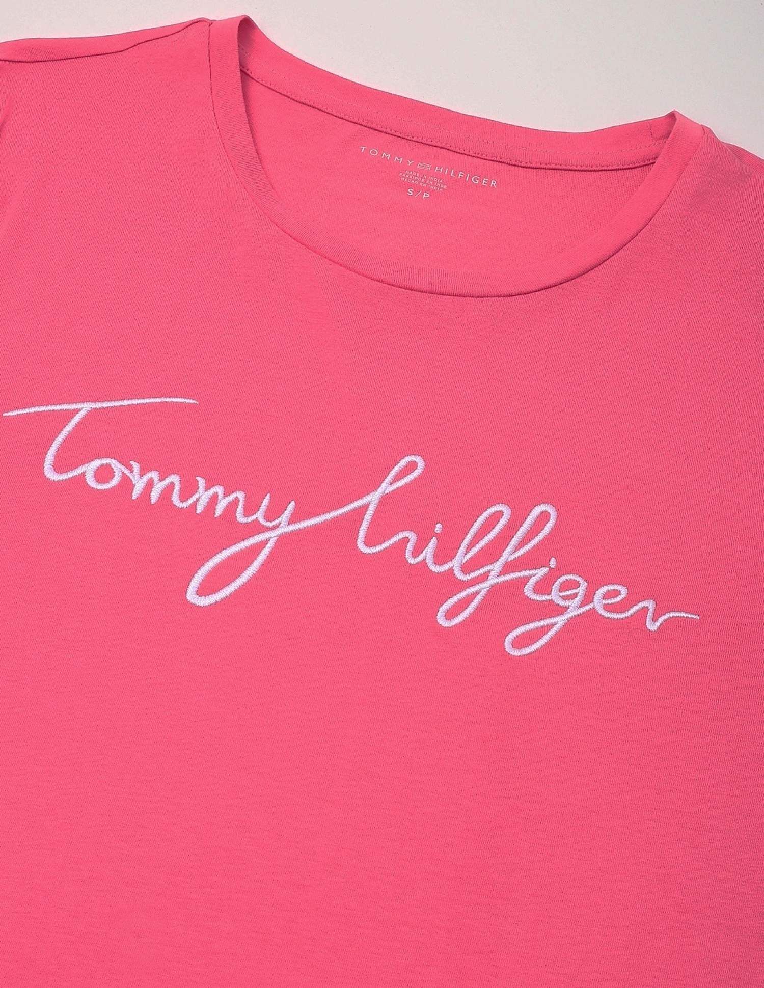 Tommy Hilfiger Womens Pink Logo T-Shirt