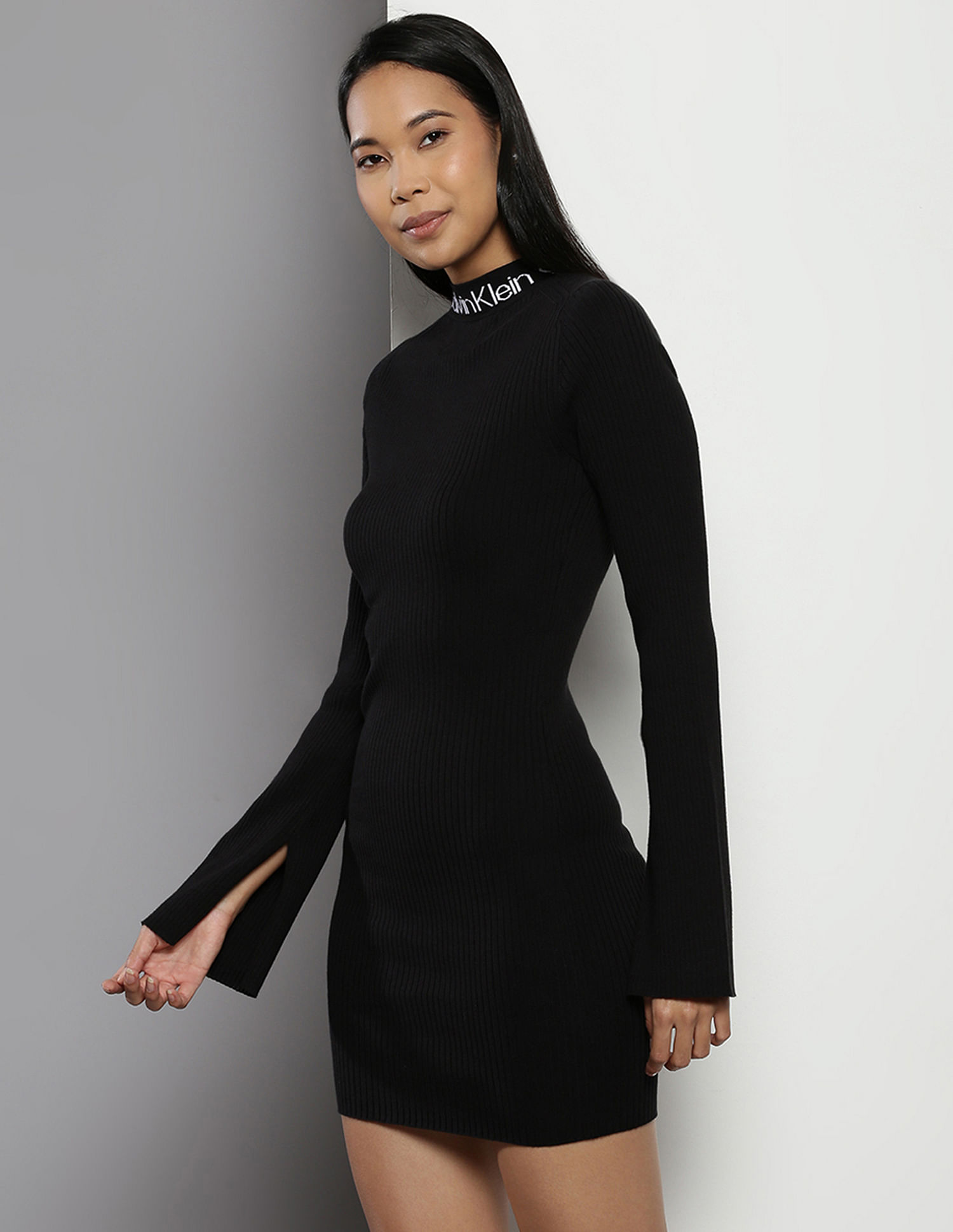 Buy Calvin Klein Intarsia Logo Sweater Dress