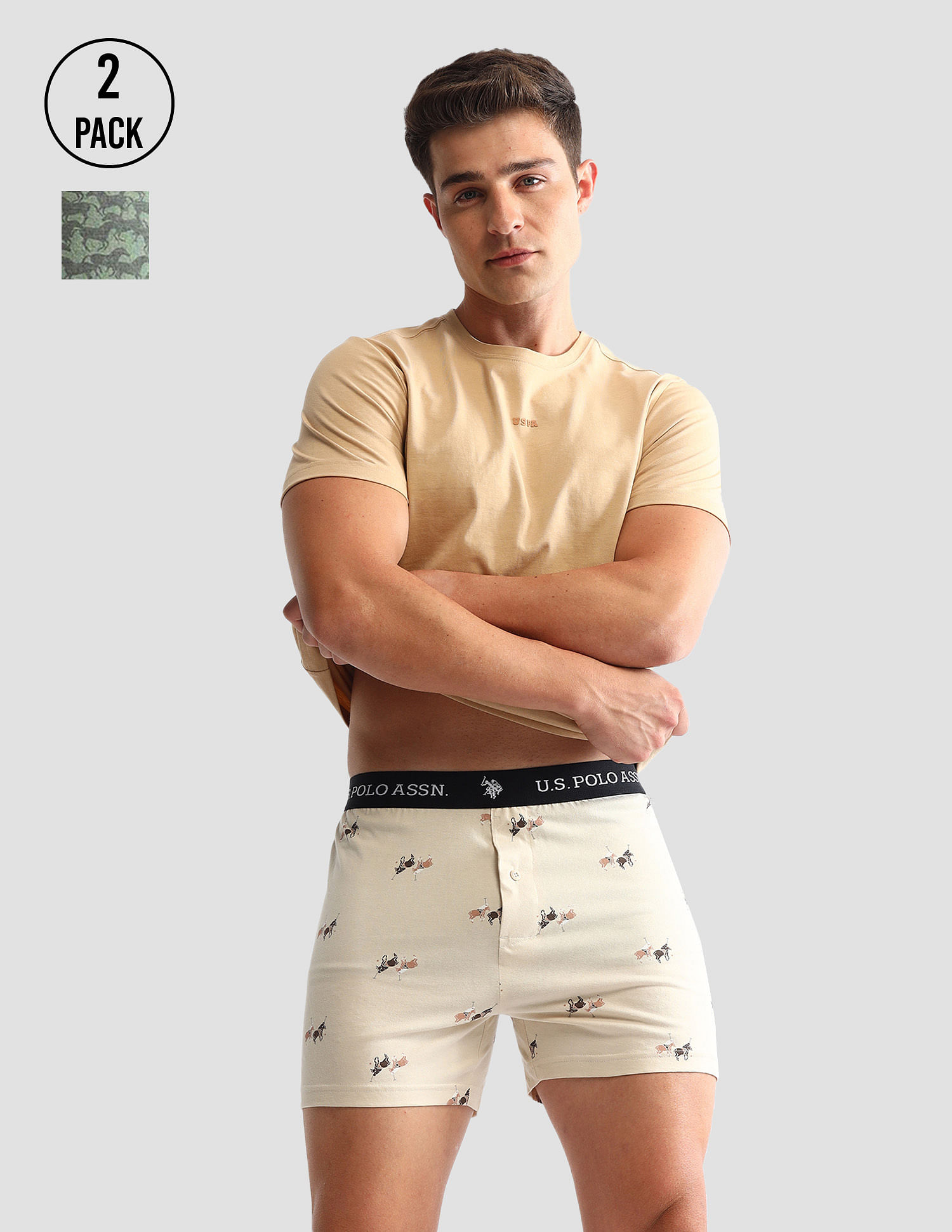 USPA Innerwear Printed Cotton OEX09 Boxers - Pack Of 2