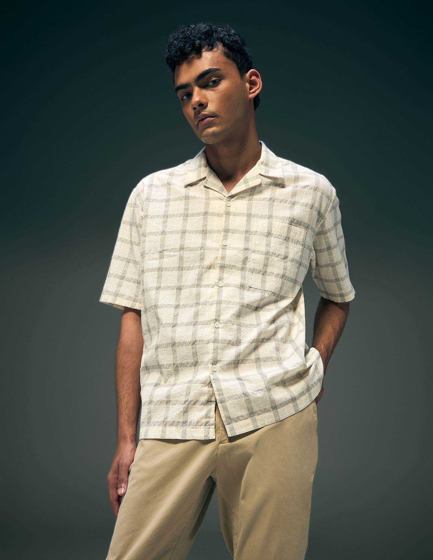 Flying Machine Oversized Fit Seersucker Shirt
