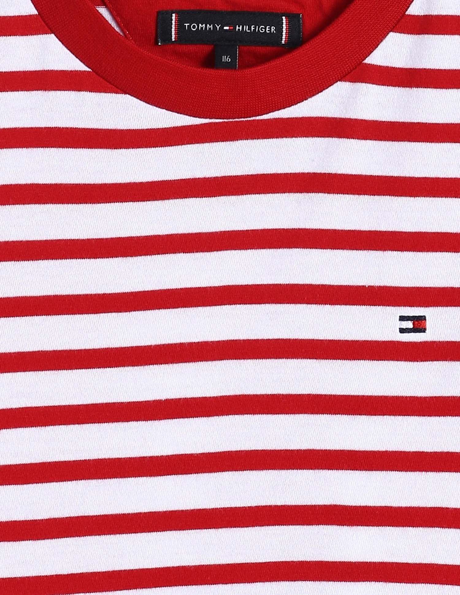 Tommy Hilfiger Boys Red Horizontal Striped T-Shirt