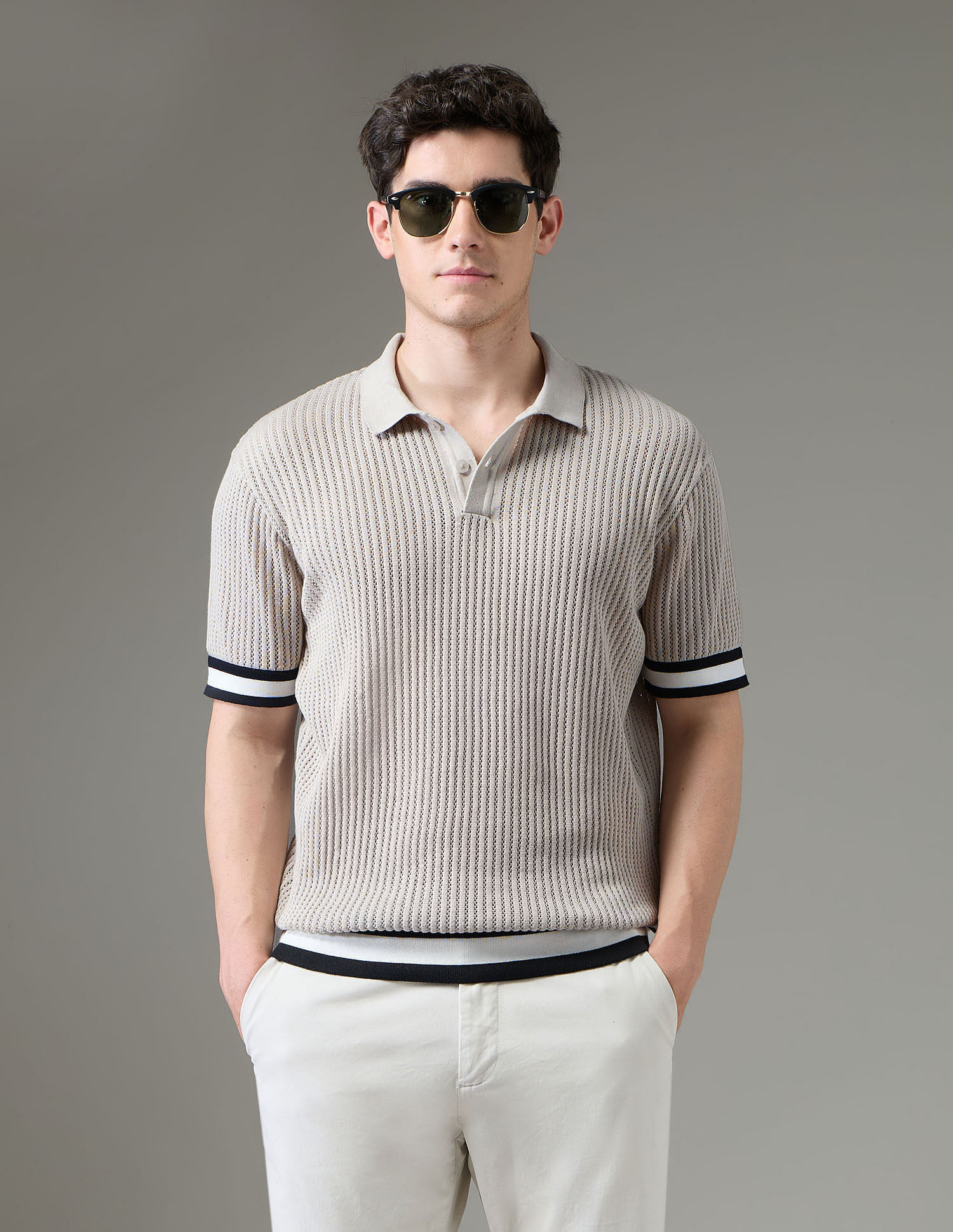 Arrow Newyork Textured Regular Fit Night Is Young Polo Shirt