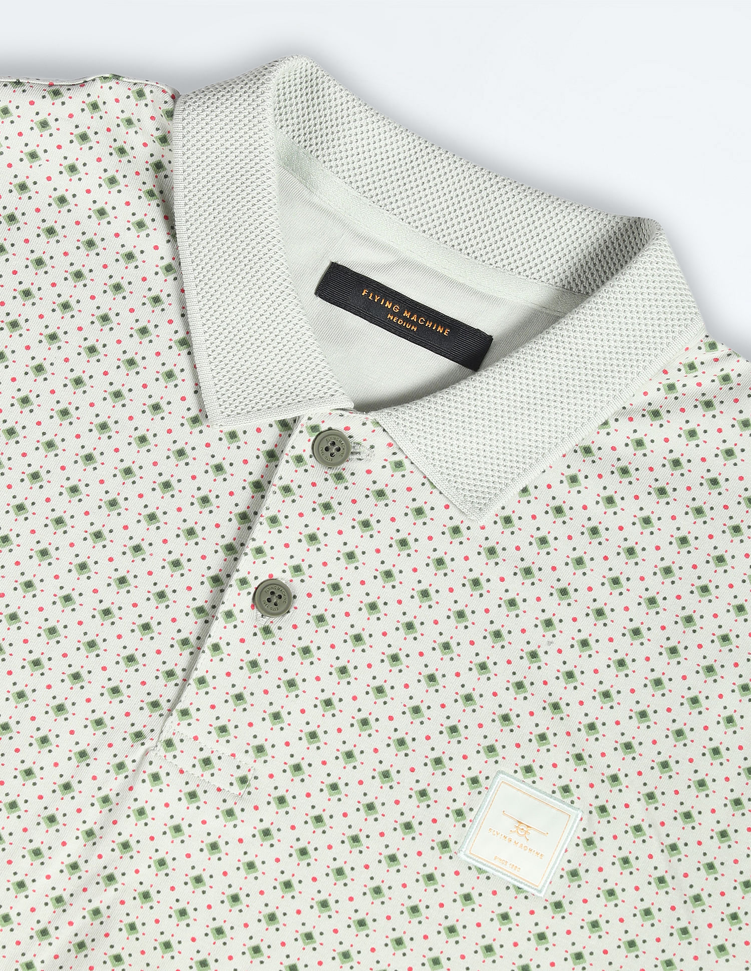 Flying Machine Jacquard Collar Pure Cotton Polo Shirt