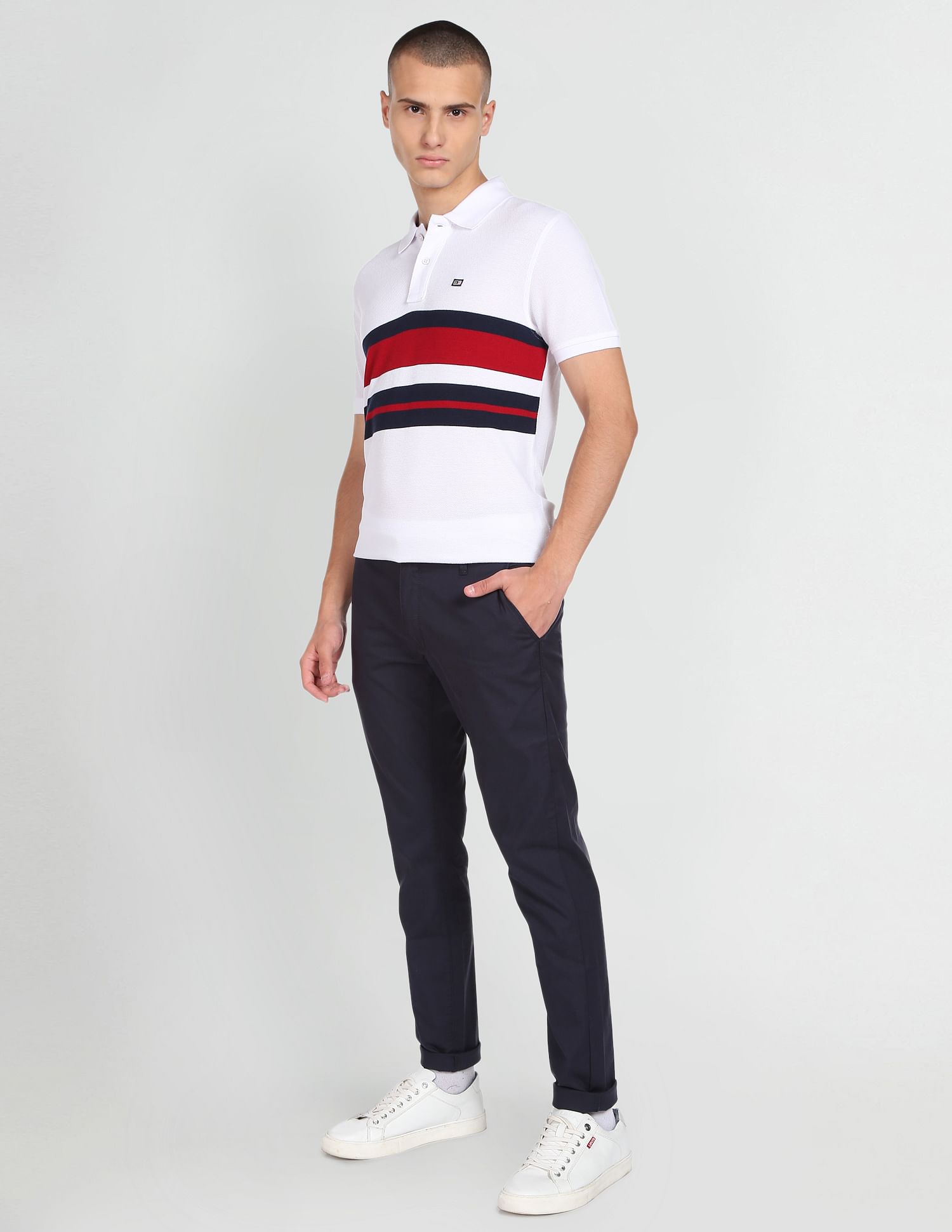 Arrow Sports Striped Jacquard Polo Shirt