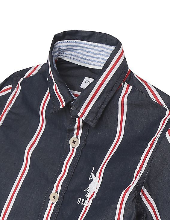 U.S. Polo Assn. Kids Boys Rounded Cuff Striped Shirt