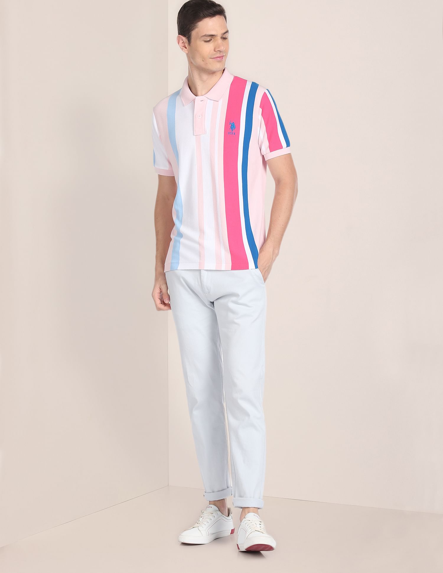 U.S. Polo Assn. Slim Fit Vertical Stripe Polo Shirt