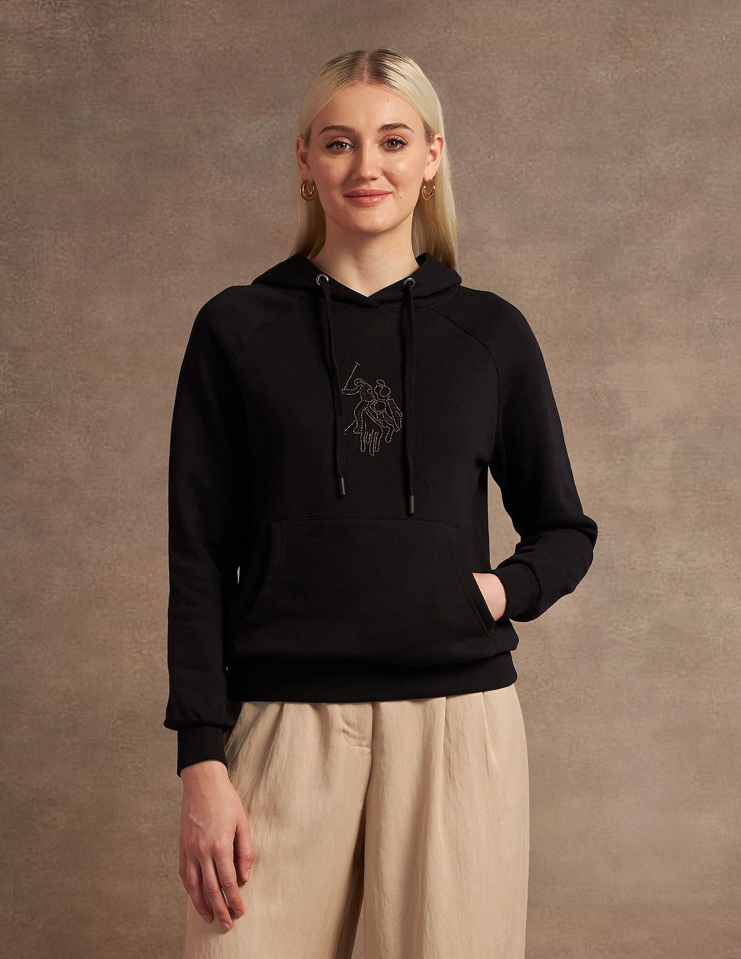 U.S. Polo Assn. Women Embroidered Logo Hooded Sweatshirt