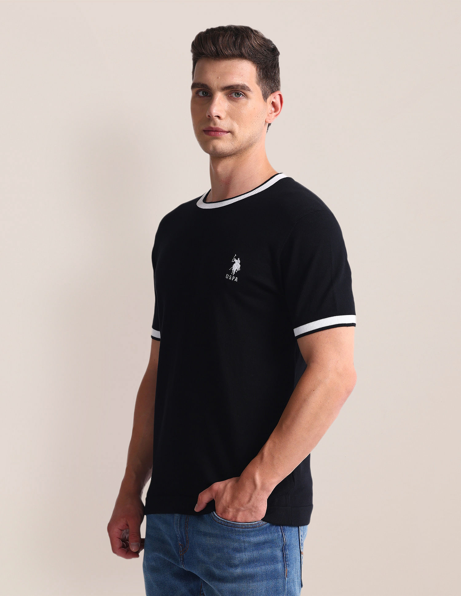 U.S. Polo Assn. Tipped Neck Slim T-Shirt