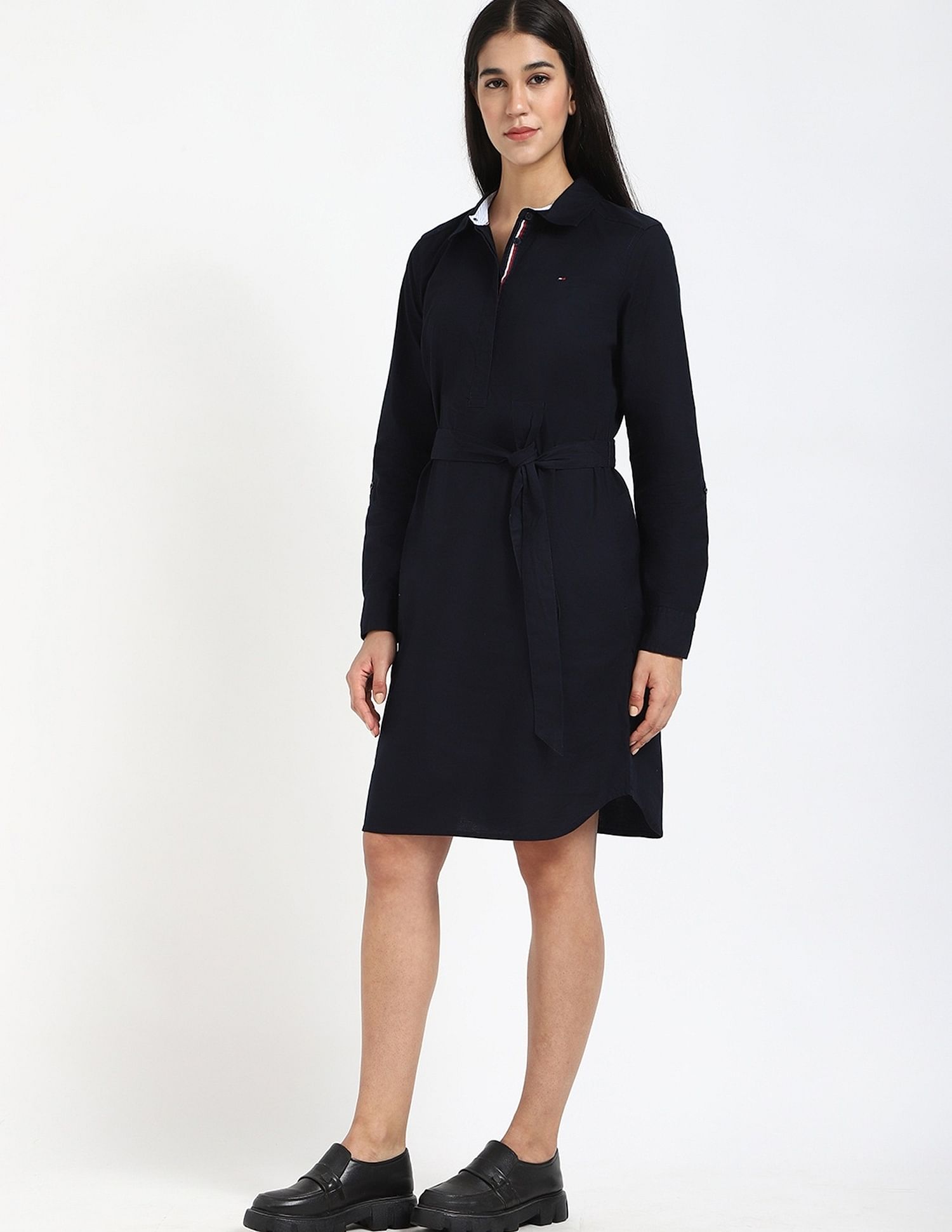 Tommy Hilfiger Cotton Spread Collar Sheath Dress