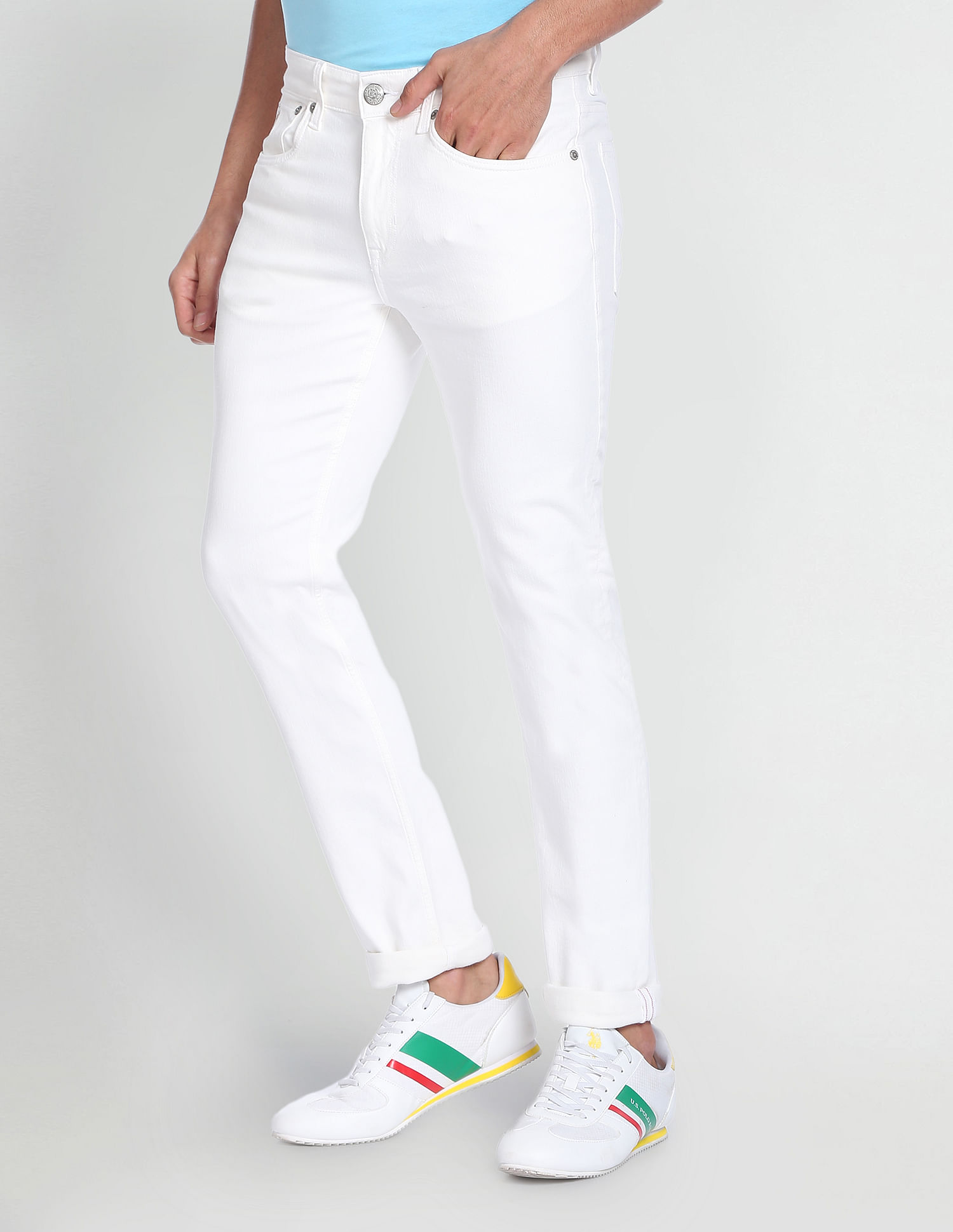 U.S. Polo Assn. Denim Co. Brandon Slim Tapered White Jeans