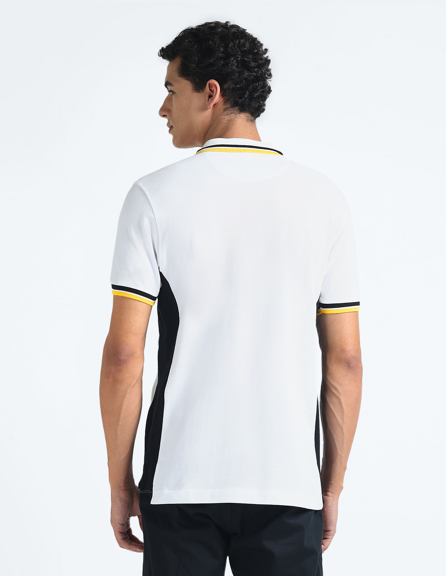 Flying Machine Contrast Panel Pique Polo Shirt