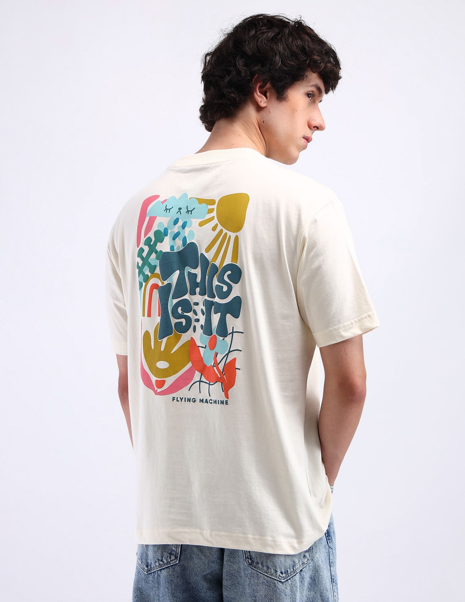 Flying Machine Graphic Print Cotton T-Shirt