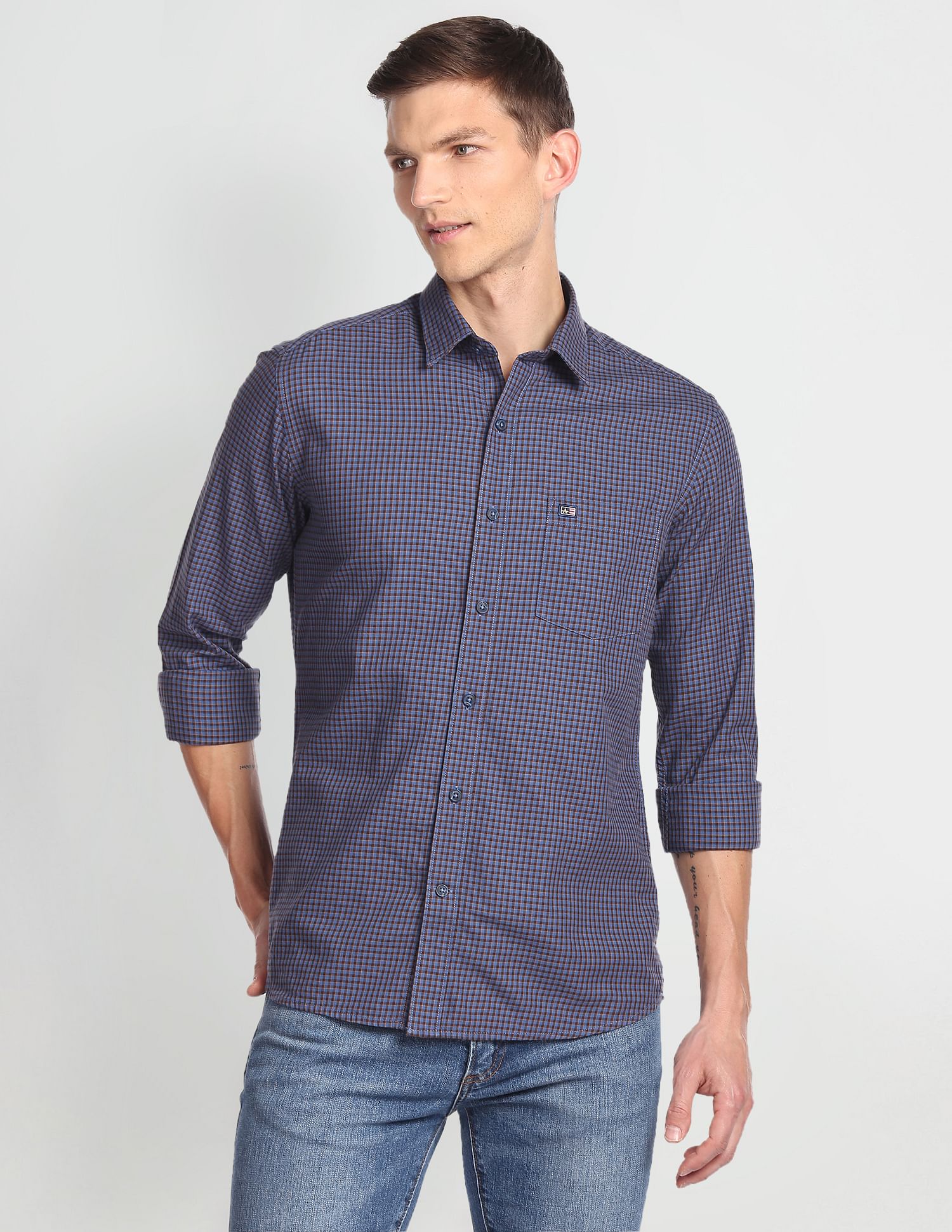 Arrow Sports Micro Check Slim Casual Shirt
