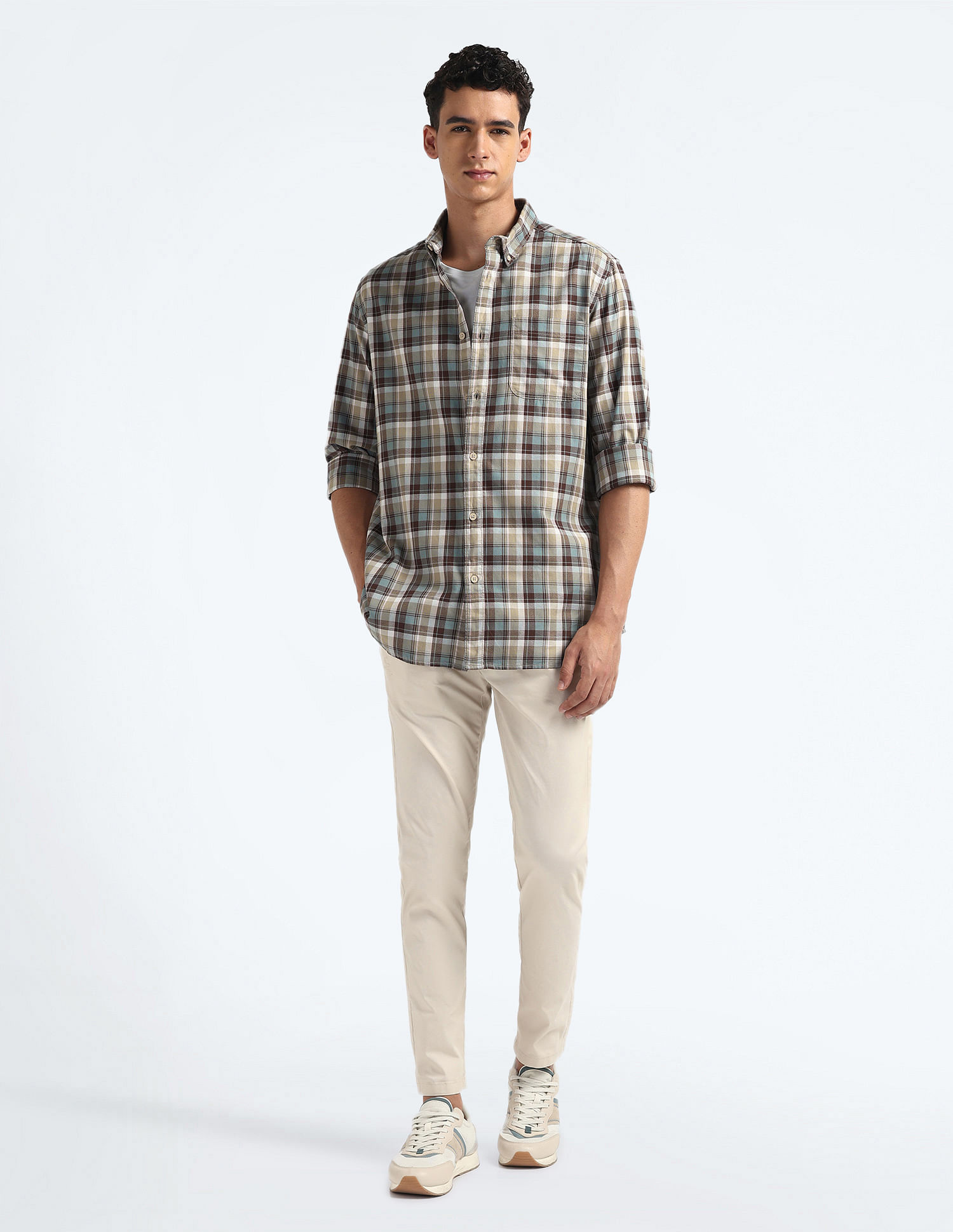 Flying Machine Plaid Check Cotton Shirt