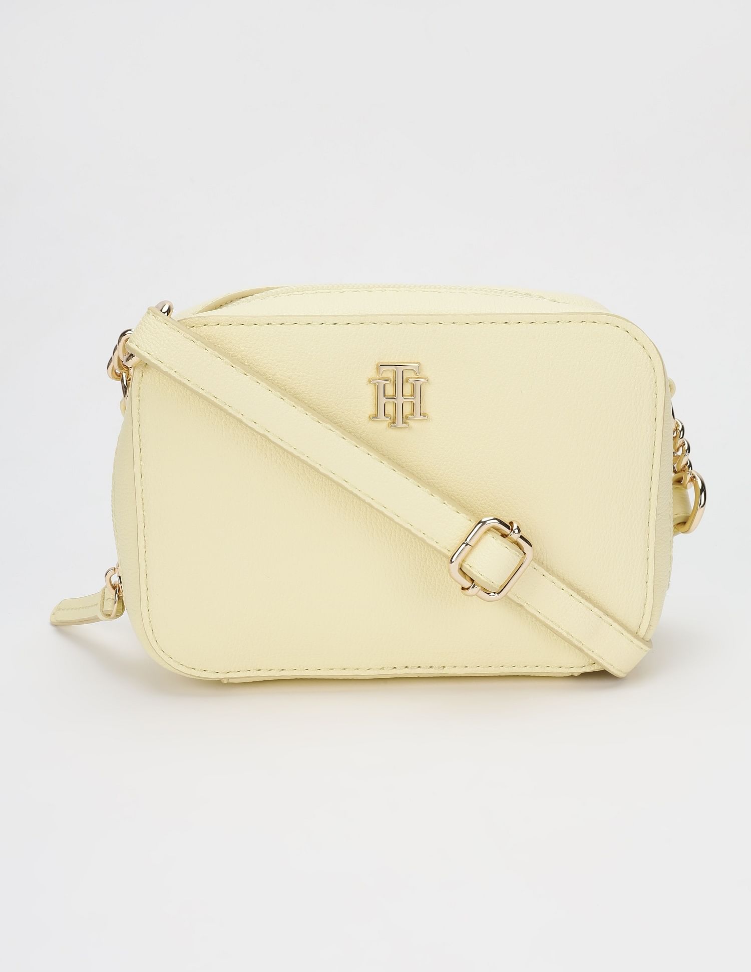 Tommy Hilfiger Solid Yellow Pu Sling Bag