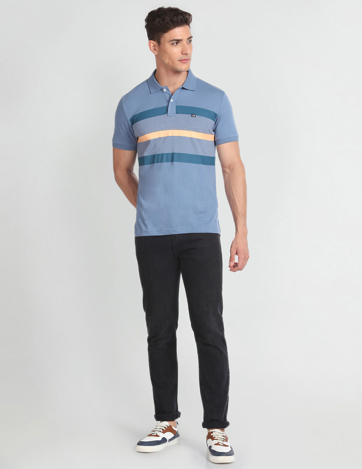 Arrow Sports Cotton Striped Polo Shirt