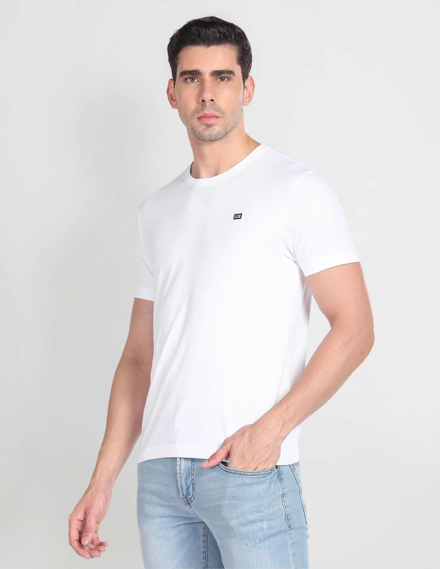 Arrow Sports Crew Neck Solid T-Shirt