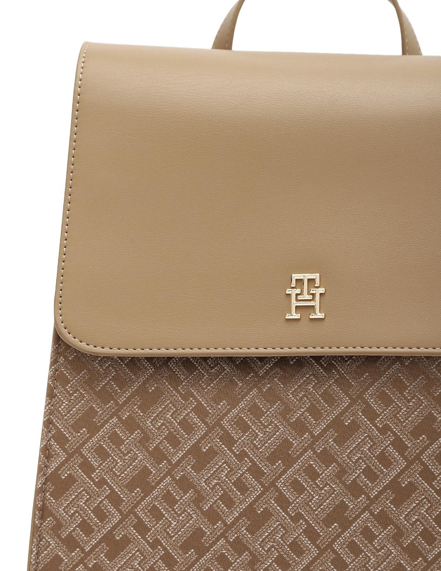 Tommy Hilfiger Logo Khaki Polyester Backpack