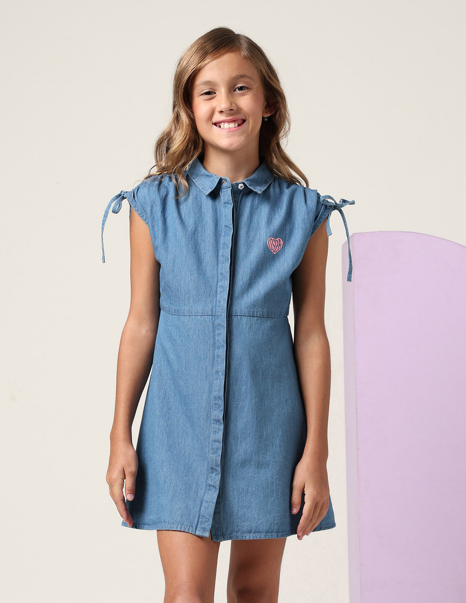 U.S. Polo Assn. Kids Girls Denim Fit And Flare Dress