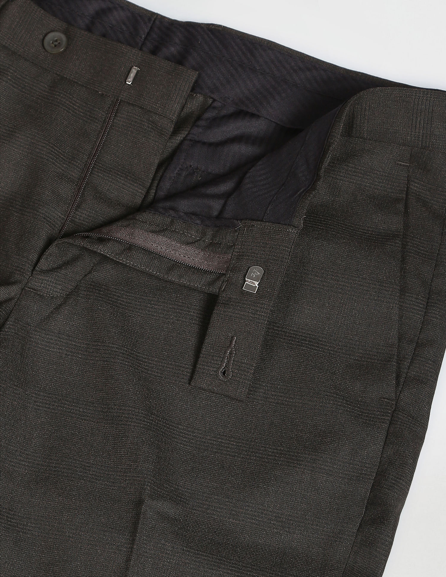 Arrow Mid Rise Checked Formal Trousers