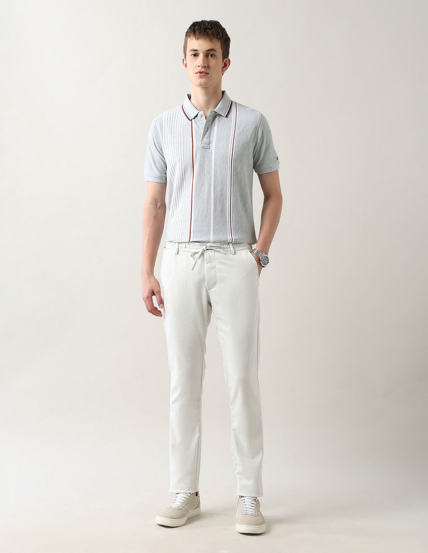 Arrow Sport Vertical Striped Regular Fit Polo Shirt