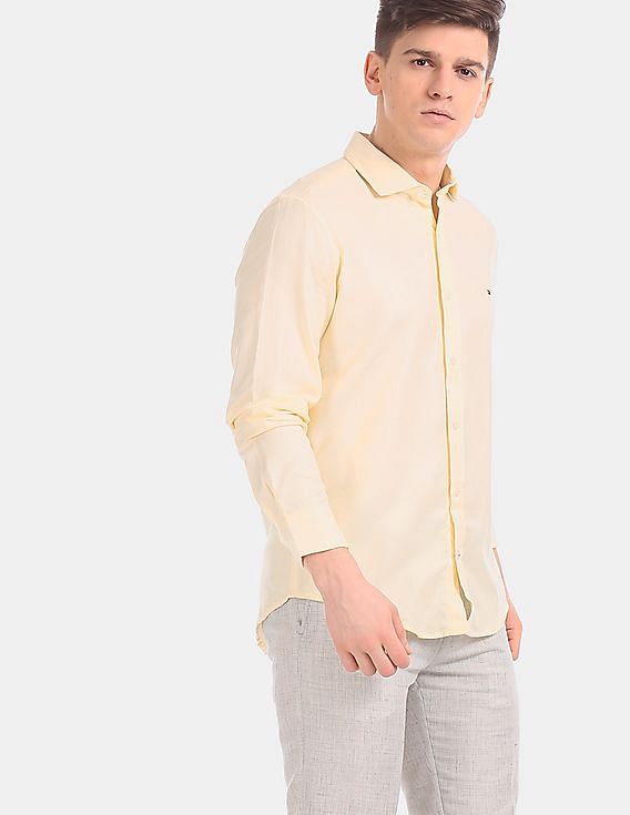 Tommy hilfiger clearance yellow dress shirt