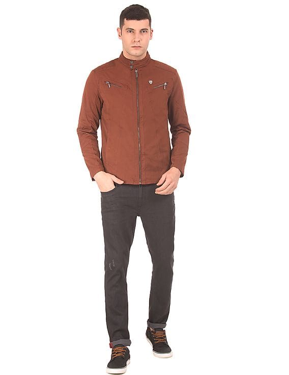 Buy Arrow Blue Jeans Company Stand Neck Panelled Jacket