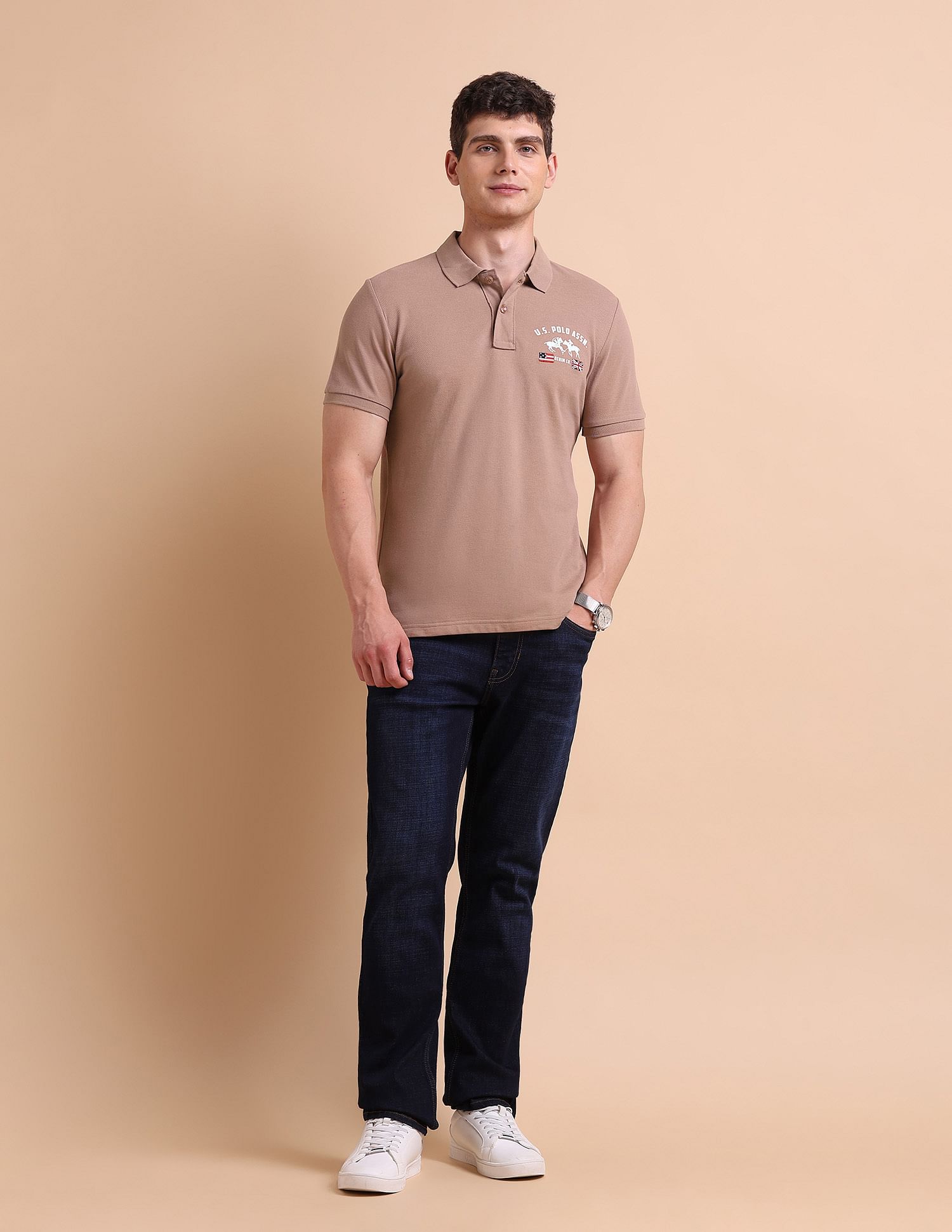 U.S. Polo Assn. Denim Co. Brand Printed Muscle Fit Polo Shirt